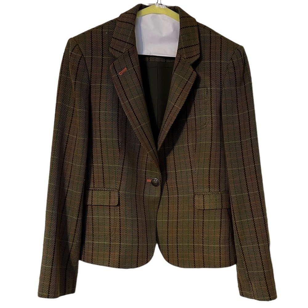 Classic Plaid Women's Blazer Jacket - Brown Plaid
